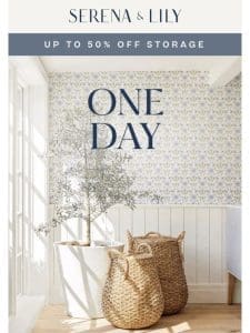 Up to 50% off storage. One day only.