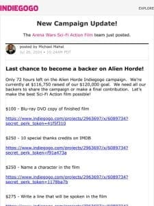 ? Update #338 from Arena Wars Sci-Fi Action Film