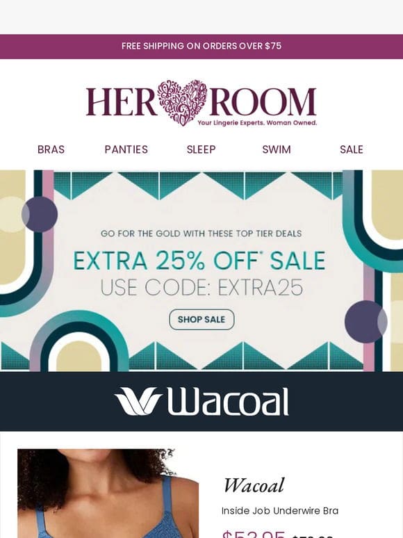 Wacoal up to 40% off + EXTRA 25% off select styles/colors!