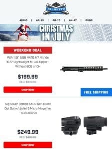 Weekend Deal! | PSA 11.5″ 5.56 Lightweight M-Lok Upper $199.99 Free Shipping