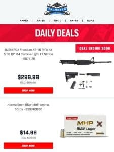 Weekend Deals on Dagger Pistols， Norma Ammo， PMC Ammo， SDS 1911 Pistols， & More!