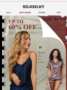 YOUR FAVORITE SILK PAJAMAS UP TO 60% DISCOUNT TODAY!