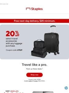 You’re getting 20% OFF travel accessories with any luggage purchase! ?