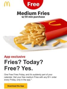 free medium fries every friday