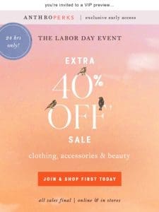 today only: EXTRA 40% OFF SALE fashion & beauty…