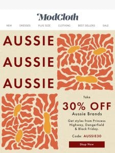 ⏰ Top Priority: Your Fave Aussie Brands 30% OFF