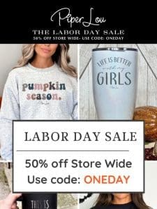 1 DAY ONLY 50% OFF EVERYTHING – TODAY ONLY!