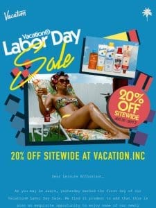 20% OFF Labor Day Sale!