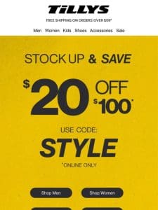 $20 Off $100 ?? Stock up and Save