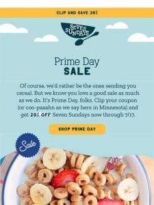 20% Off Prime Day Cereal SALE ??