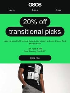 20% off transitional picks