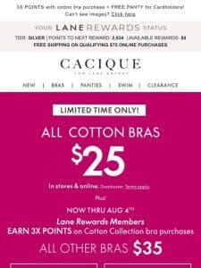 $25 COTTON BRAS even our NEW No-Wire Scoop!