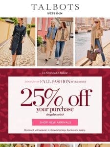 25% off FALL FASHION EVENT