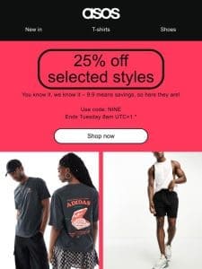 25% off selected styles