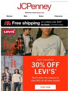 3️⃣0️⃣% OFF Levi’s®   FREE shipping over $49!