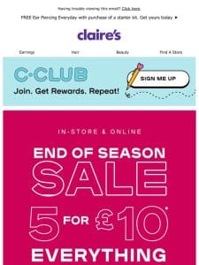 5 for £10 everything aka End of Season Sale!