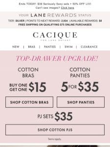 5/$35 PANTIES + $35 PJs (hello， top drawer upgrade!)