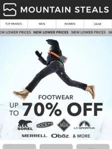 70% off ?? Sorel， Muck Boots， KEEN & more