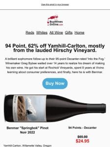 94-pt 62% off top-tier Yamhill-Carlton Pinot