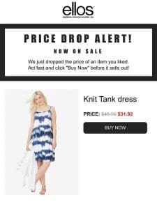 Act Fast! Now On SALE， Knit Tank dress You Loved