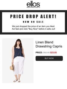 Act Fast! Now On SALE， Linen Blend Drawstring Capris You Loved