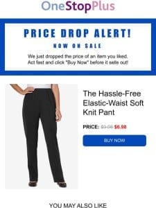 Act Fast! Now On SALE， The Hassle-Free Elastic-Waist Soft Knit Pant You Loved