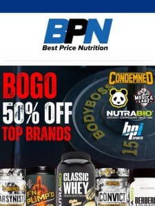 BOGO 50% OFF Condemned， Panda， BPI Sports， NutraBio & Merica Labz