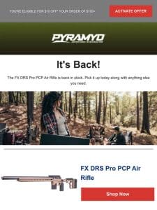 ?? Back in stock! The FX DRS Pro PCP Air Rifle is available again! ??