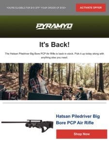 ?? Back in stock! The Hatsan Piledriver Big Bore PCP Air Rifle is available again! ??