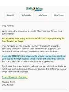 Beef Tendons at 35% Off – Treat Your Dog Today!