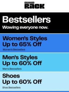 Best-selling women’s styles up to 65% off