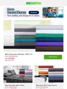 Bibb Home 6pc Bamboo 1800 Thread Count Deep Pocket Sheet Set and More