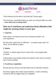 Bloat triggers in your healthy diet?