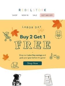 Buy 2， Get 1 FREE! BIG savings for Labor Day!