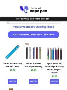 Cart Batteries $8 OR LESS