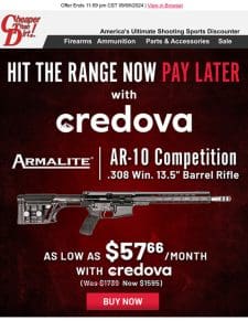 Credova Makes Financing This Armalite AR-10 Easy. As Low As $57.66 a Month!