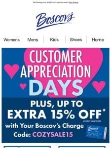 Customer Appreciation Days Extra 15% off