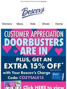 Customer Appreciation Doorbusters Have Arrived