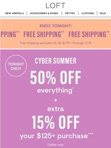 Cyber Summer UPGRADE: 50% off + EXTRA 15% off!