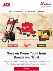 Deals on CRAFTSMAN + Milwaukee + DEWALT