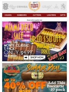 Deep Discounts On H Upmann， AJ Fernandez & Baccarat Cigars!!??