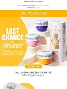 Don’t miss out on limited-edition Rio Body Trio ??