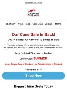 ENDS TOMORROW ?? Get 7% Off Your Next Case of Wine Order!