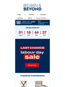 ENDS TOMORROW: Labour Day Sale