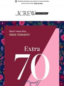 ENDS TONIGHT: Extra 70% off clearance with code SALE70 (!!)