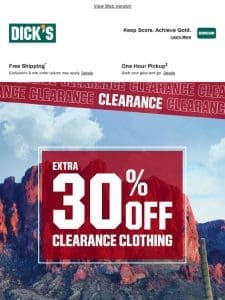 EXTRA 30% OFF clearance clothing starts NOW!