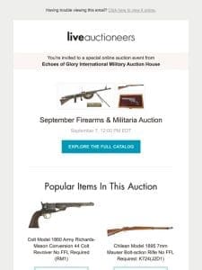 Echoes of Glory | September Firearms & Militaria Auction