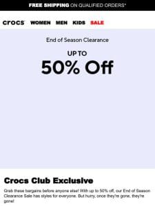 End of Season Clearance – Up to 50% off!