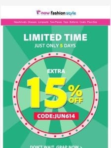 Enjoy EXTRA 15% OFF Sitewide????