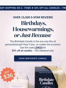 Everyone’s fave candle is 20% off